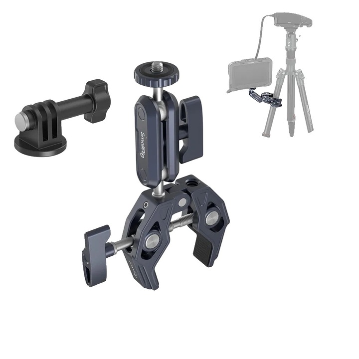 Clema de montare pentru camera, cap sferic la 360°, adaptor rapid, 98x22.8x142.2mm, 3757B