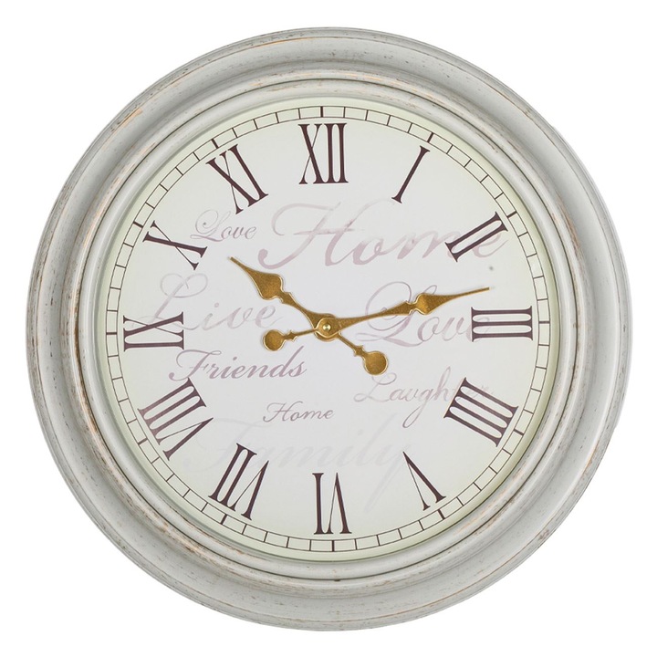 Винтидж стенен часовник бял матов ø50см