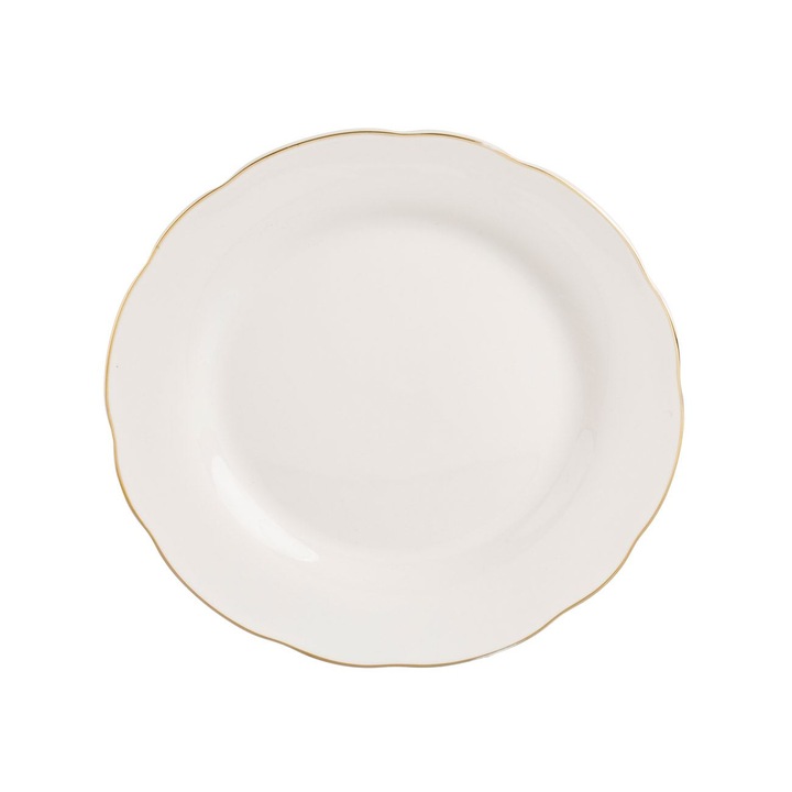 Hullámos arany metál bézs porcelán gyümölcstál 19cm