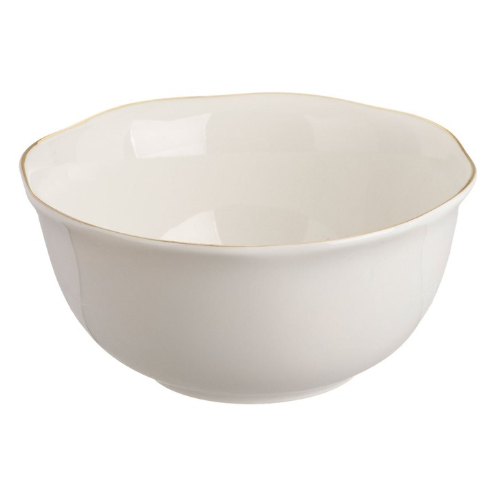 Бяла вълнообразна метална порцеланова купа 14 см