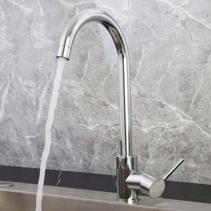 Fényes ezüst rozsdamentes acél mosogatócsaptelep