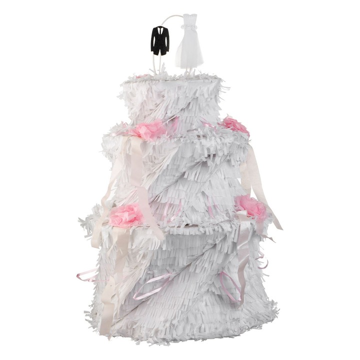 Esküvői pinata torta menyasszonnyal és vőlegénynyel ø35x50cm
