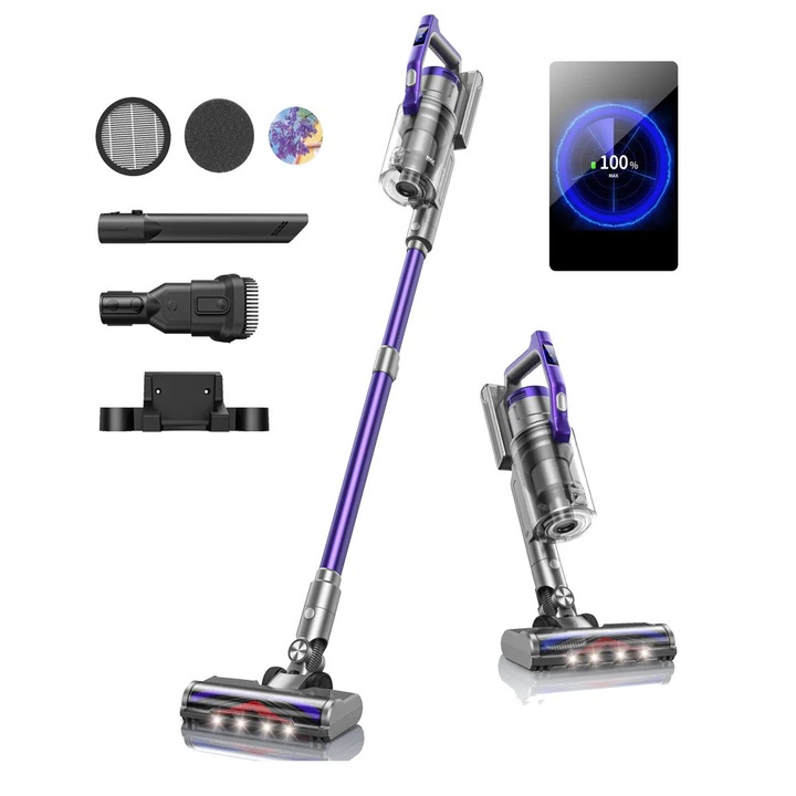 Aspirator vertical, putere de aspiratie 38000PA, display OLED, baterie detasabila, 0.6-1L