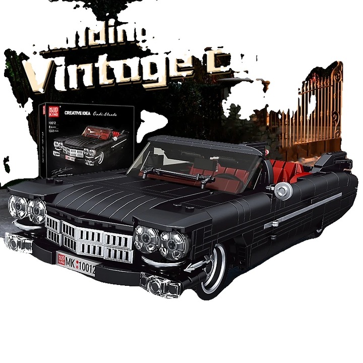 Set de constructie, masina decapotabila retro, 1245 piese, plastic, usor de asamblat