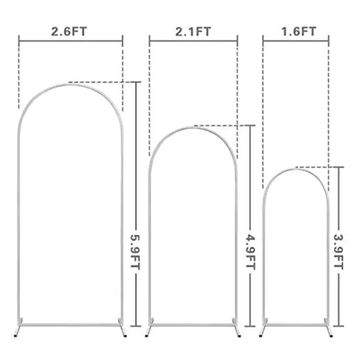 Arc de nunta, set de 3 suporturi elegante pentru fundal, alb