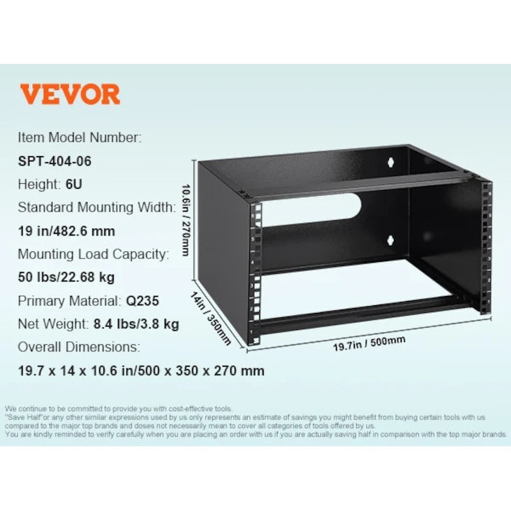 Open Rack Retea Rack de retea, 6U, constructie metalica durabila, 500x350x270mm - eMAG.ro