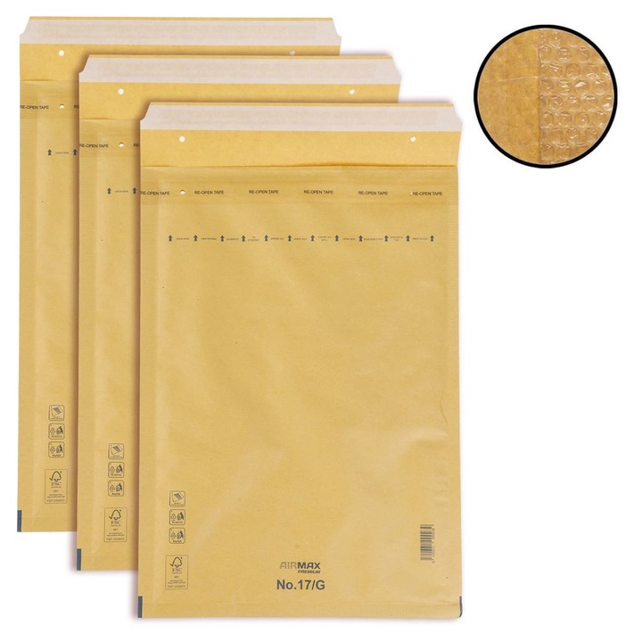Plicuri postale maro cu bule de aer 25x35cm - 4buc