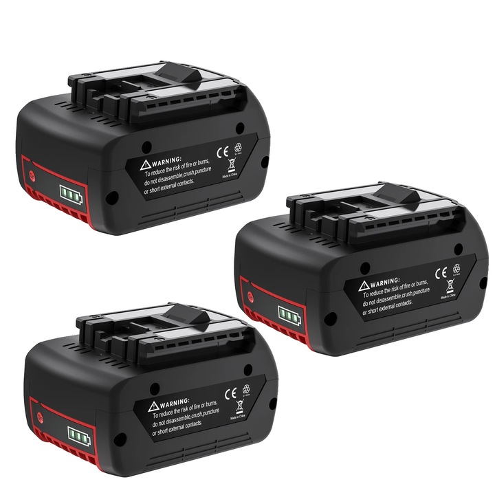 Set de 3 baterii 18V, capacitate 6000mAh, compatibile cu diverse unelte