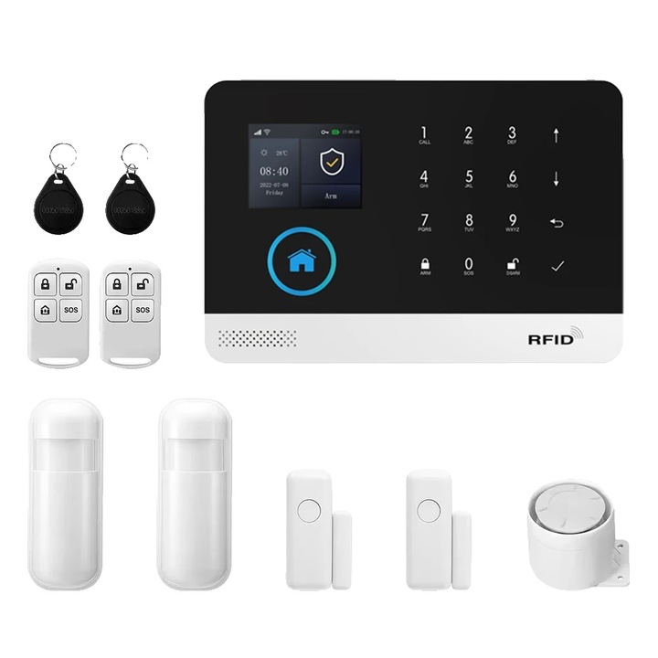 Sistem de alarma, 4G WiFi Kit, integrare smart home, monitorizare de la distanta, plug EU
