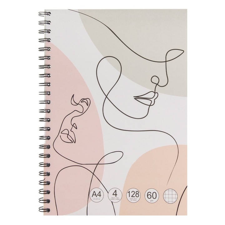 A4-es matematikai füzet absztrakt modell 4 tantárgyból és spirálból - 128f