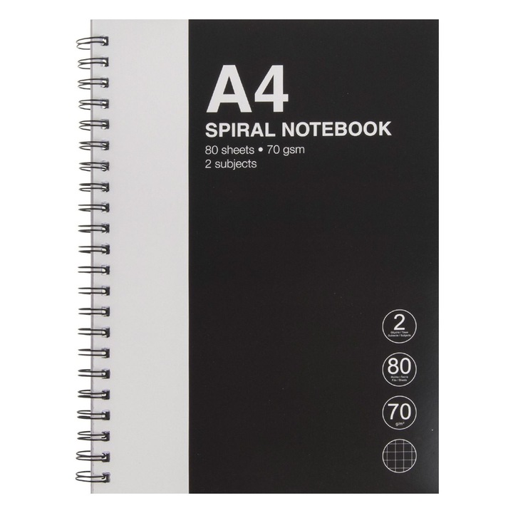 A4-es fekete szürke matekfüzet 2 tantárgyas és spirálfüzet - 80 lapos