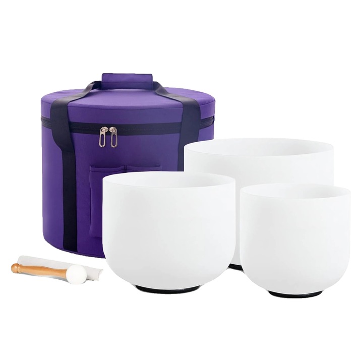 Kristály hangtál készlet, 6A 8F 10C 432hz, hordtáskával, 8-12 hüvelyk