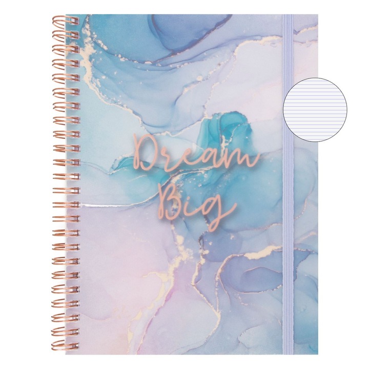 Caiet A5 Dictando Coperta Mov Marble Spirala & 2 Subiecte - 80F