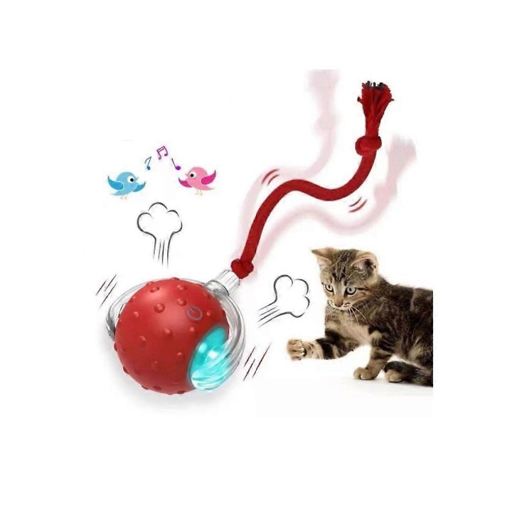 Elektromos macskajáték, interaktív labda, 3 működési mód, 6x6cm, többszínű