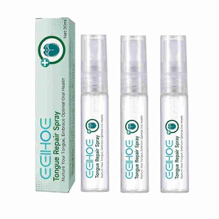 Nyelvápoló spray, 30ml, menta, 3x3x11,5cm, 3 db-os készlet