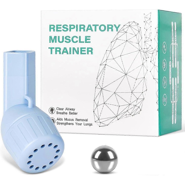 Dispozitiv de exercitii pentru plamani, portabil, imbunatateste capacitatea respiratorie, curata mucusul, fara baterii