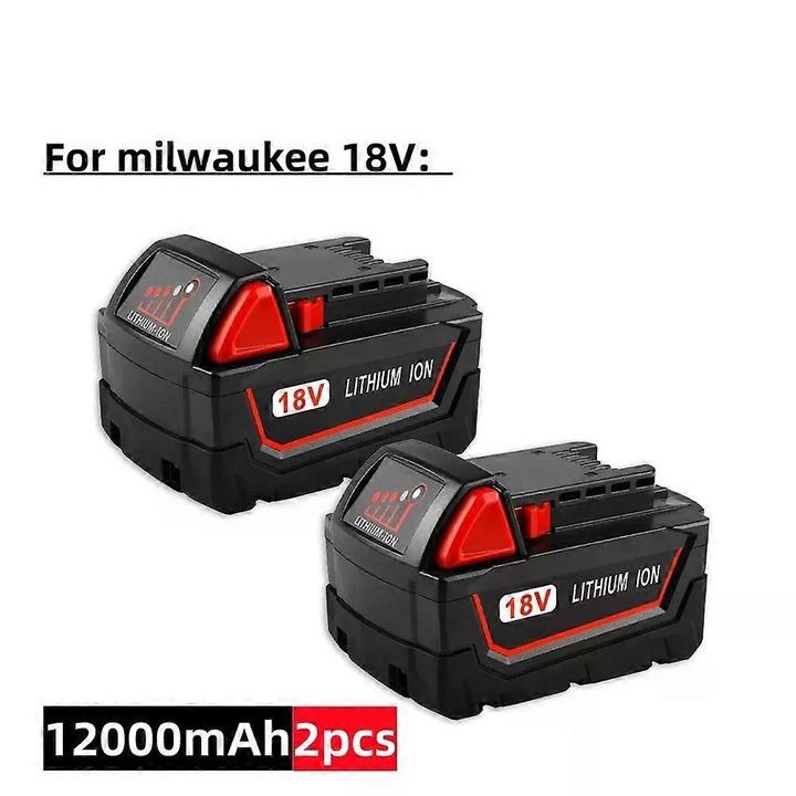 Acumulator Li-Ion 6000mAh 18V pentru scule electrice Milwaukee, culoare neagra, set de 2 bucati
