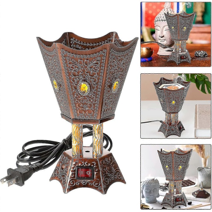 Arzator electric, masa orientala, arzator din metal, pentru acasa, priza EU