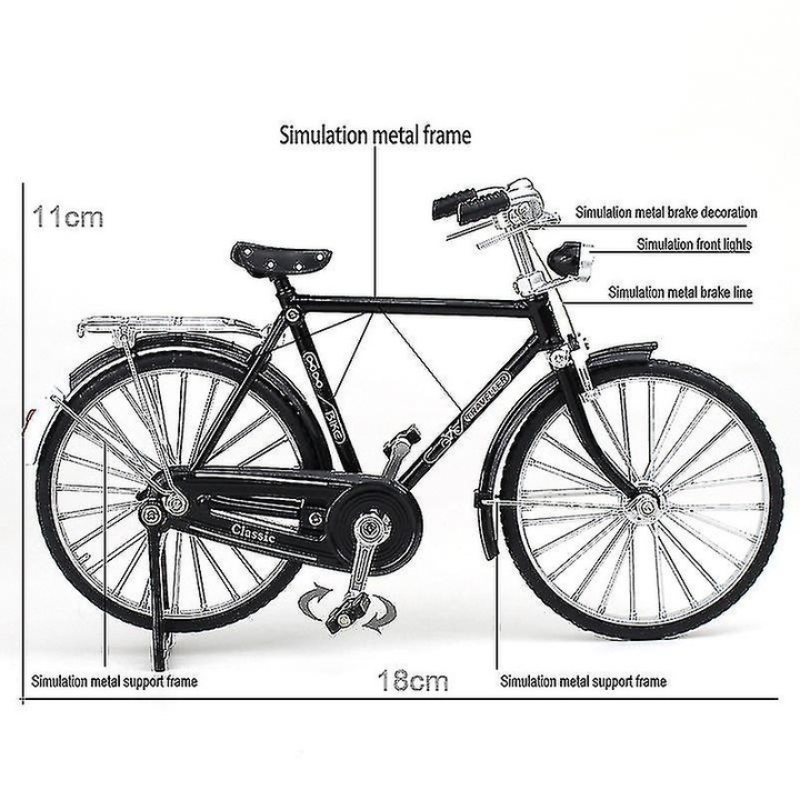 Modell 1:10 Retro Klasszikus Kerékpár, Fekete, Női Stílusú