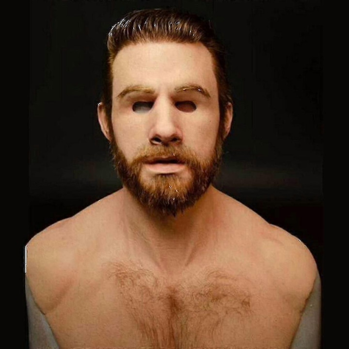 Masca de fata barbati din latex, realista, pentru cosplay, petrecere Halloween, set 1 buc.