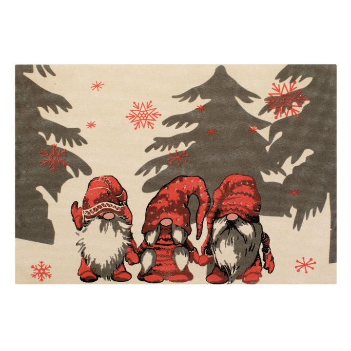 Suport farfurie bej cu imprimeu gnome 41x30cm