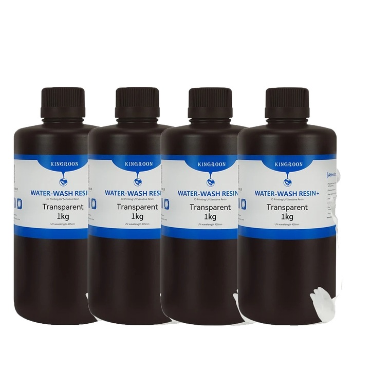 3D gyanta, Kingroon, 4KG, átlátszó, nagy felbontású nyomtatáshoz, könnyen tisztítható