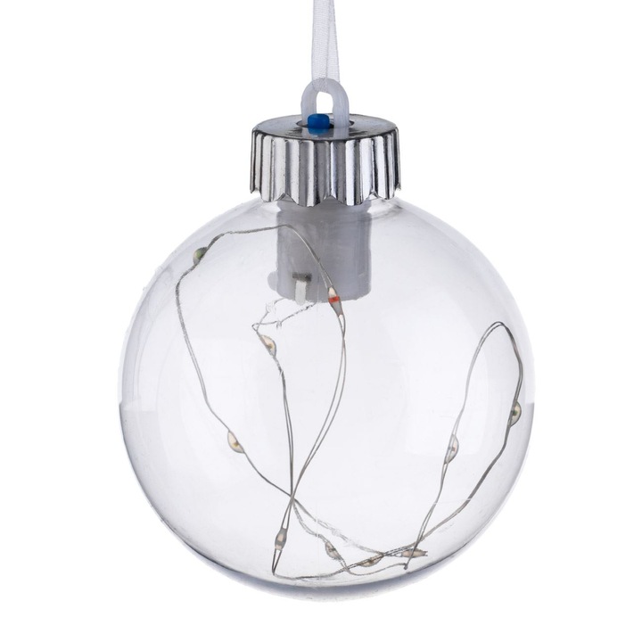 Glob transparent cu led colorat de craciun 8cm