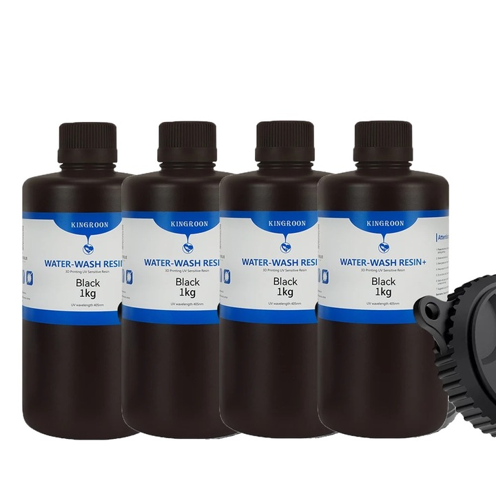 3D gyanta, Kingroon, 4KG, fekete, nagy felbontású nyomtatáshoz, könnyen tisztítható