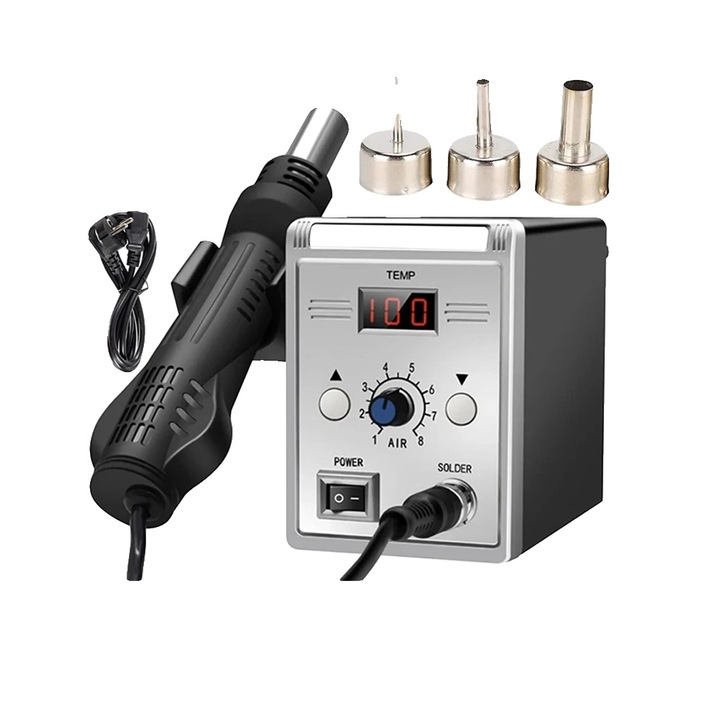 Statie de lipit cu aer cald, incalzire rapida, control precis, 260x150x170mm, 700W, priza EU