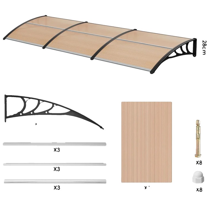 Покривало, 270x98.5см, защита от дъжд и сняг, UV защита, черно-кафяво