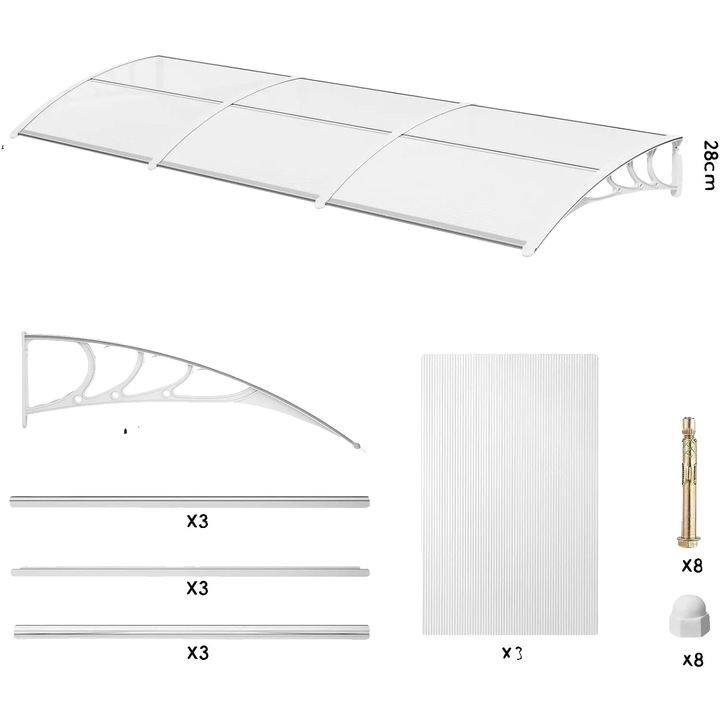 Copertina pentru usa, 270x98.5cm, alb, protectie UV, rezistenta la intemperii