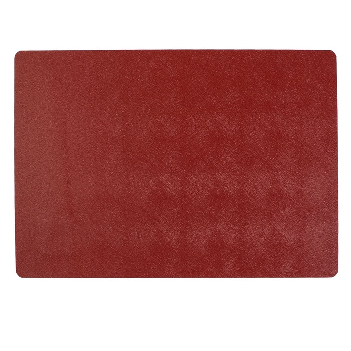 Suport farfurie dreptunghiulara rosie cu dungi reliefate glitter argintiu de craciun 43x30cm