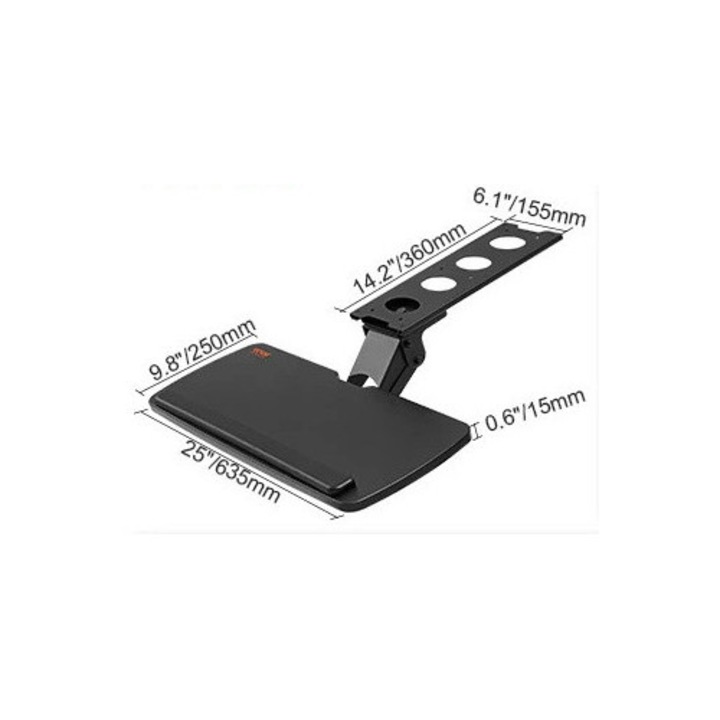 Suport pentru Tastatura, Vevor, Inaltime Ajustabila, Design Ergonomic, Neagra, 9.8x25in