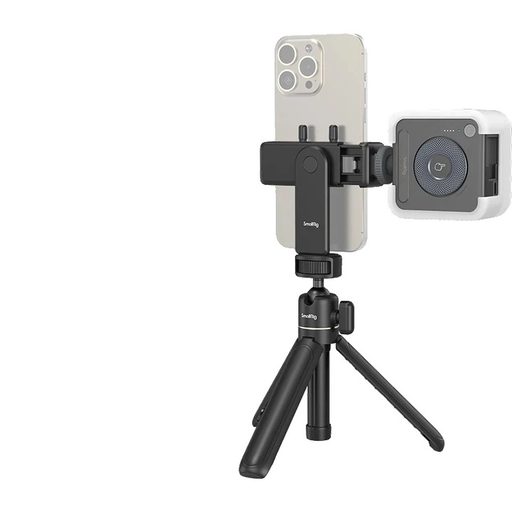 Trepied VK-30, design compact, suport smartphone retractabil, 2 monturi cold shoe, 1.5kg, aluminiu, negru