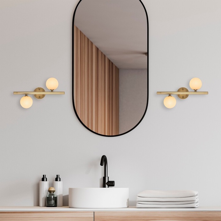 Opviq, 942Flg1282, Domino - 11037, Arany Színű, Fali Lámpa, 2Xg9 Foglalattal