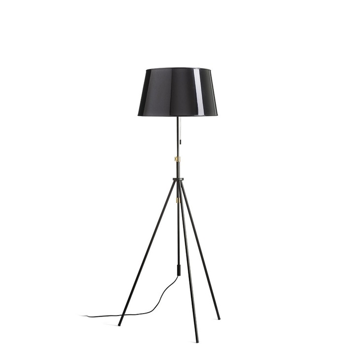 RENDL R14066 LUTON/RIDICK Подова лампа с блестящо черно фолио и златна подплата, с регулируема височина, за LED E27 светлинен източник, 15 W, 230V