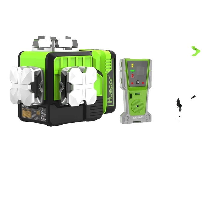 Nivela laser cu detector, auto-nivelare, control de la distanta, 12 linii laser, verde, 20m