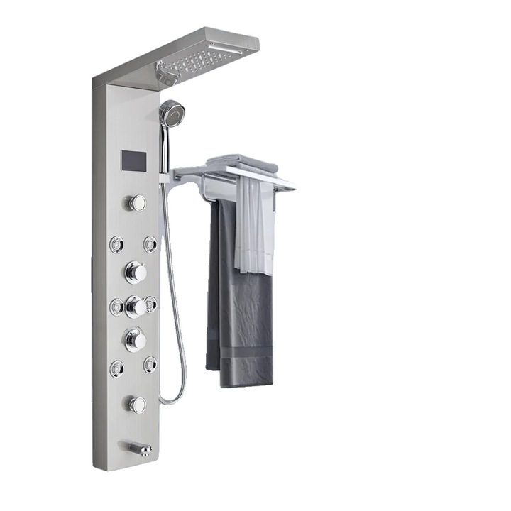 Coloana de dus, design modern, 8009, functie cu apa curenta, montare pe perete, culoare nichel periat, dimensiune mai mare de 400mm