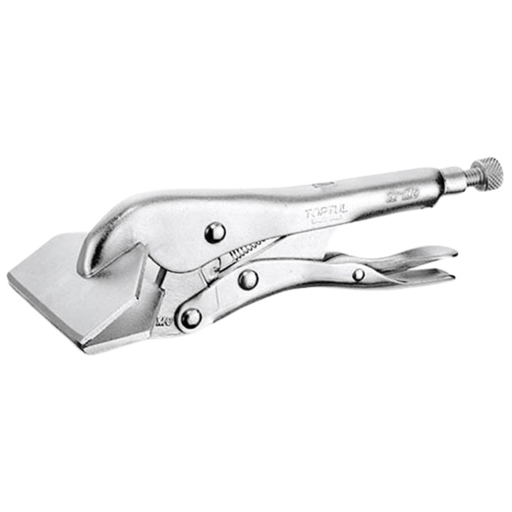 Самозаключващи се клещи TOPTUL DAAV1A08 с широки челюсти за ламарина, размер 8 инча/203,2 мм, хром-молибден, никелирано покритие