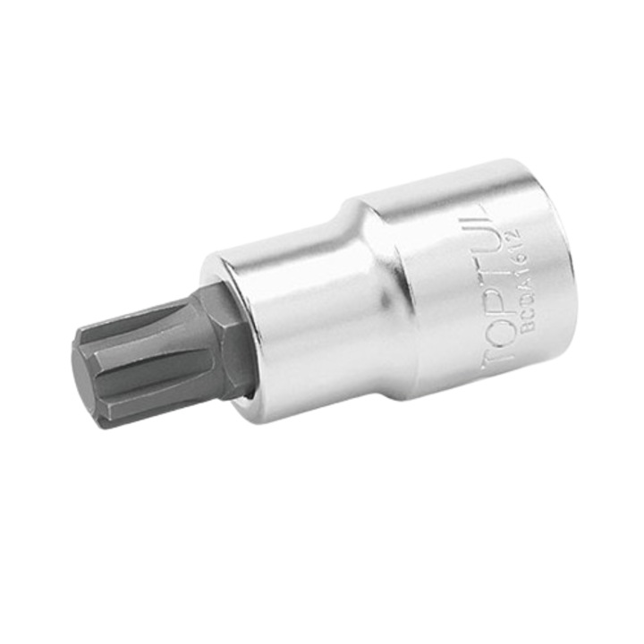 Bit TOPTUL cu soclu tubular BCQA1606, prindere patrat 1/2 inch, profil torx M6, lungime 55 mm, otel crom vanadiu