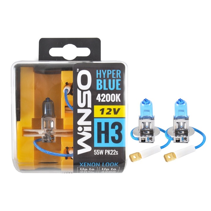 Bec Winso Halogen Hyper Blue +20% H3 - 12V, 55W PK22s 4200K Set 2 buc