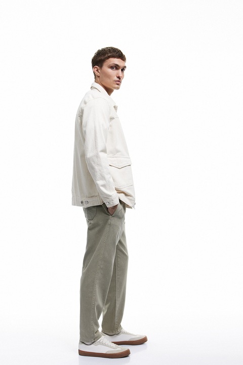 KOTON, Pantaloni relaxed fit din bumbac cu talie medie, Kaki