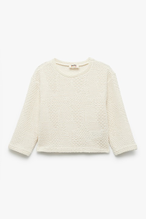 KOTON, Pulover texturat, Alb fildes