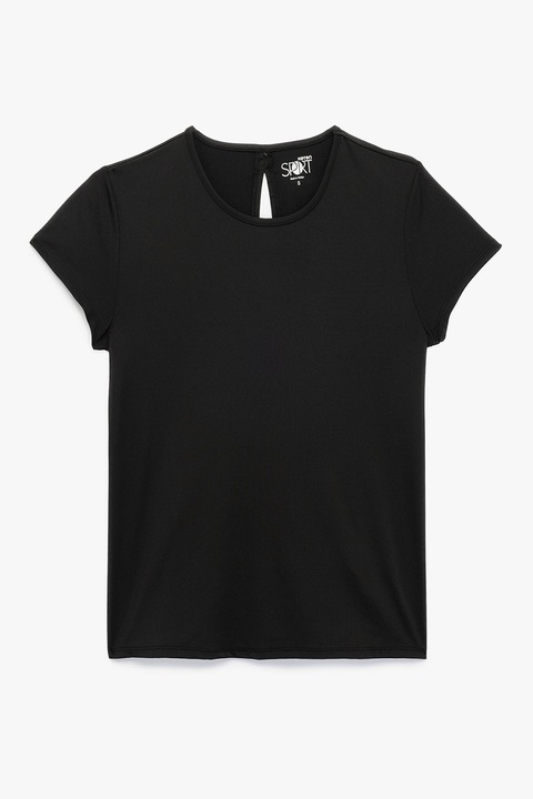 KOTON, Tricou cu decolteu la baza gatului si decupaj pe partea din spate, Negru