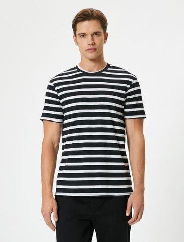 KOTON, Tricou cu decolteu la baza gatului si model uni, Negru, Gri, 134-140 CM