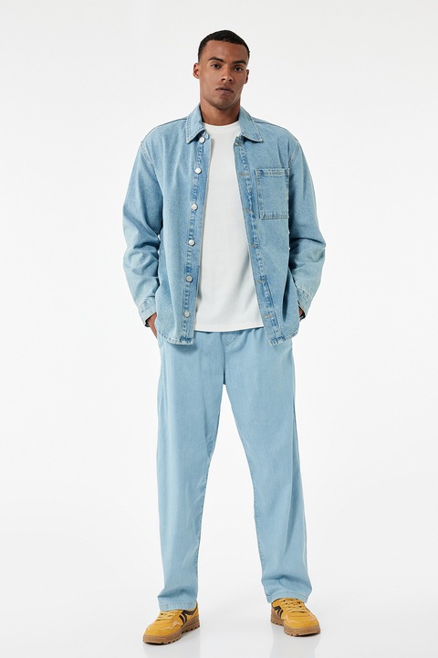 KOTON, Blugi relaxed fit cu talie medie, Albastru deschis