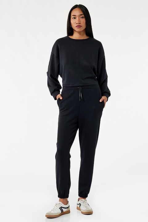 KOTON, Pantaloni relaxed fit din amestec de modal, Negru, M