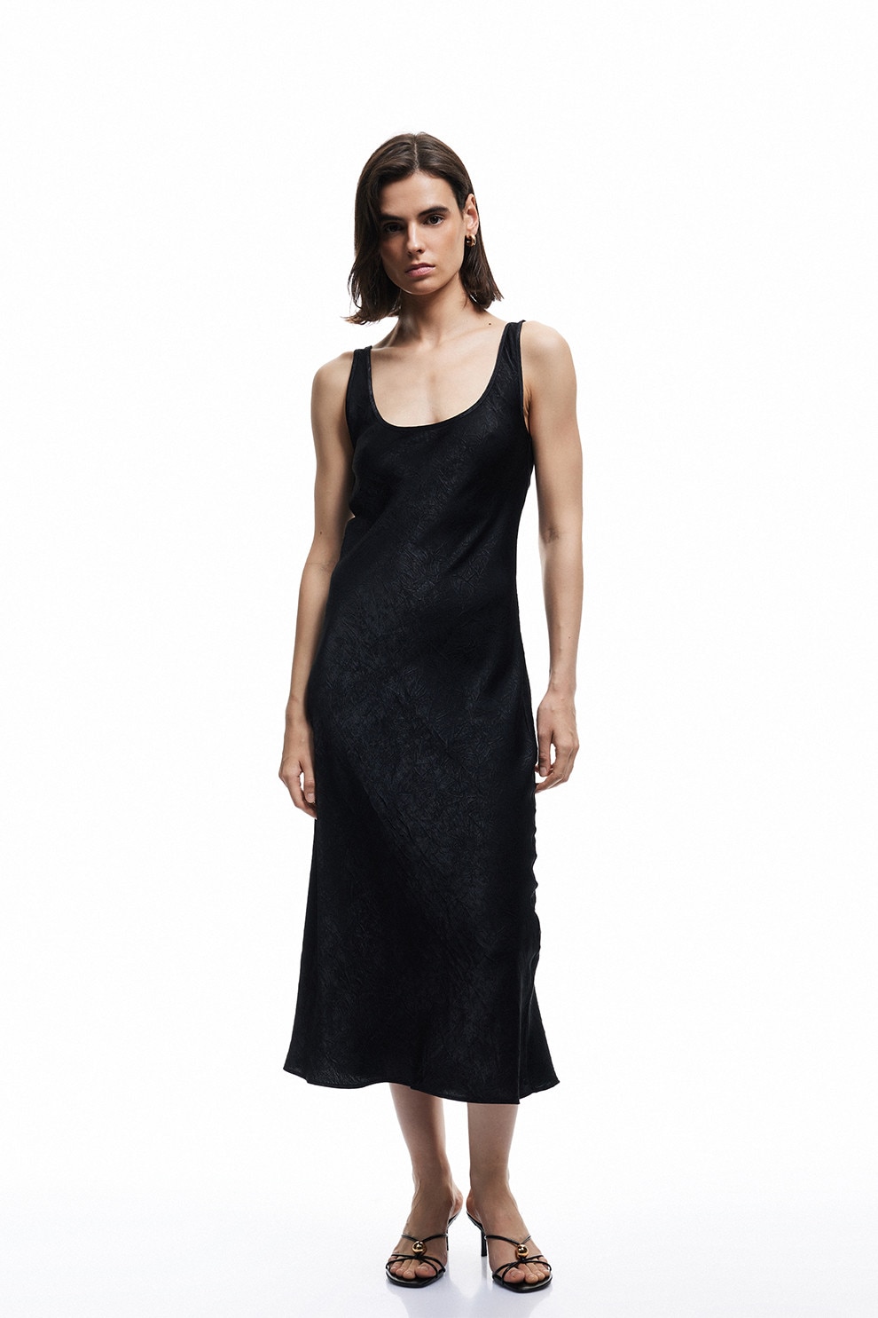 KOTON, Rochie midi fara maneci, Negru, 42