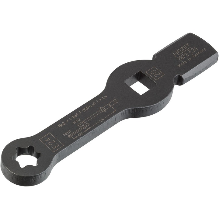 Cheie inelara de impact HAZET HZ2872-E24, 219 mm, profil Torx, deschidere E24, otel crom-vanadiu (CV)