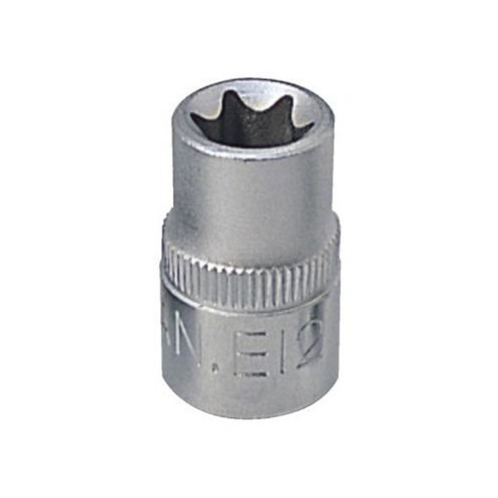 KS TOOLS 911.4320 dugókulcs, 3/8 hüvelykes négyszögletes meghajtó, Torx-E profil, E12 méret, 28 mm hosszú, króm-vanádium acél